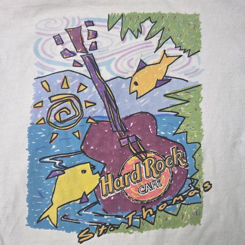 Vtg Hard Rock Cafe T Shirt Adult Large St Thomas Made In USA Double Sided HRC L - Picture 10 of 11